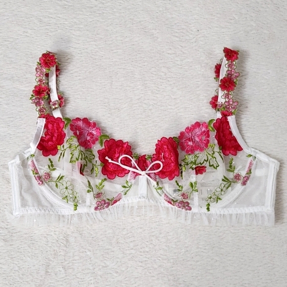New!For Love and Lemons V-Day Floral  Embroidered Bra - Picture 5 of 12